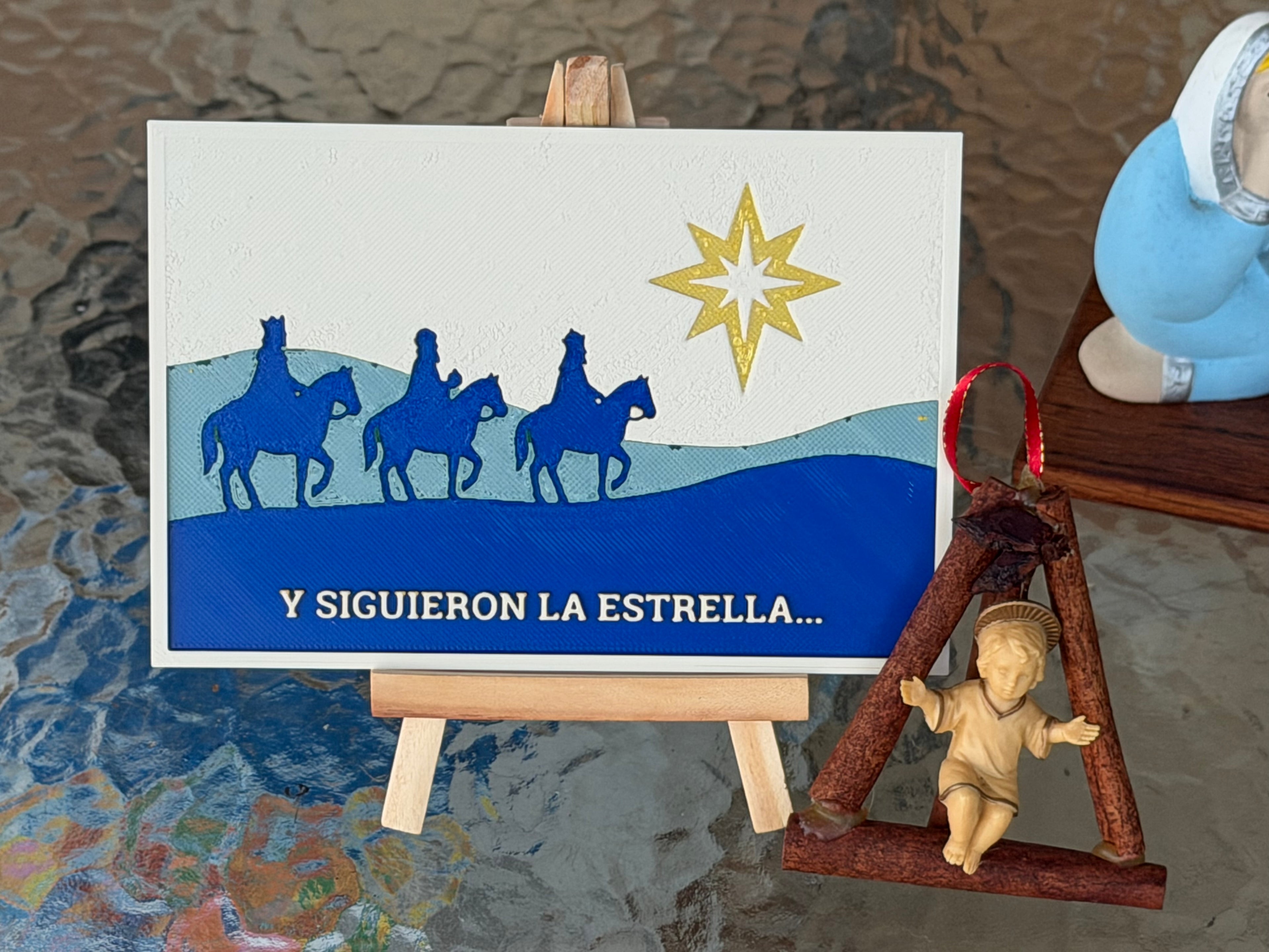 Los Tres Reyes Magos guiados por la estrella de Belén