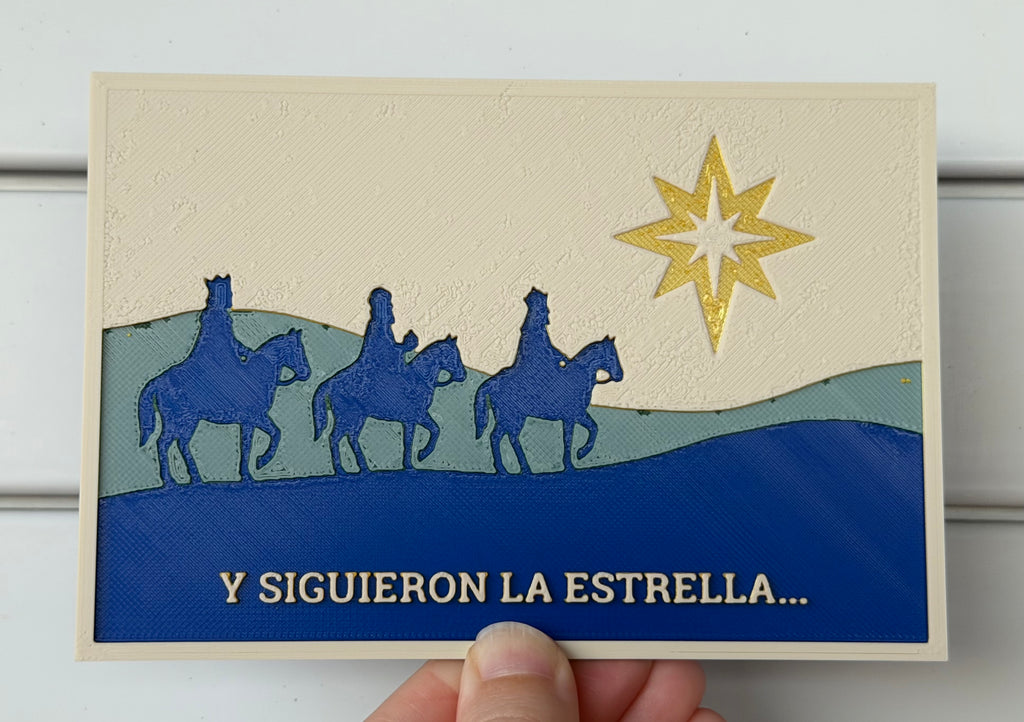 Los Tres Reyes Magos guiados por la estrella de Belén