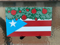 Bandera de Puerto Rico con luces navideñas