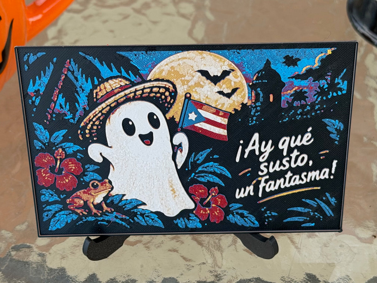 Detalle de la textura y los colores de Ay qué susto